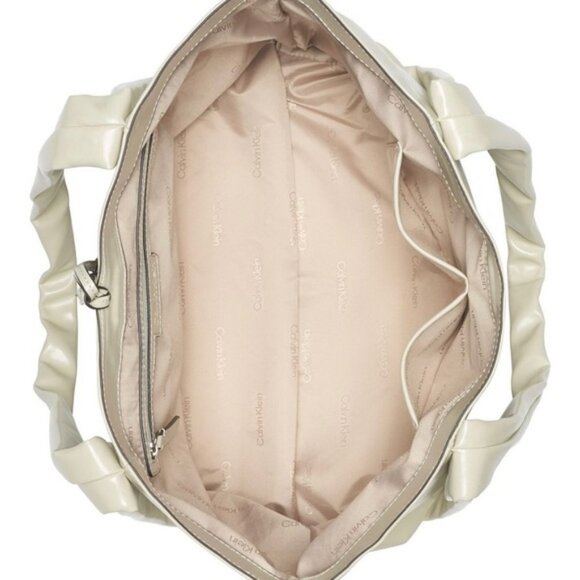 CALVIN KLEIN Hanna shiny faux-leather novelty tote shoulder bag -Pelican/Ivory - Picture 12 of 14